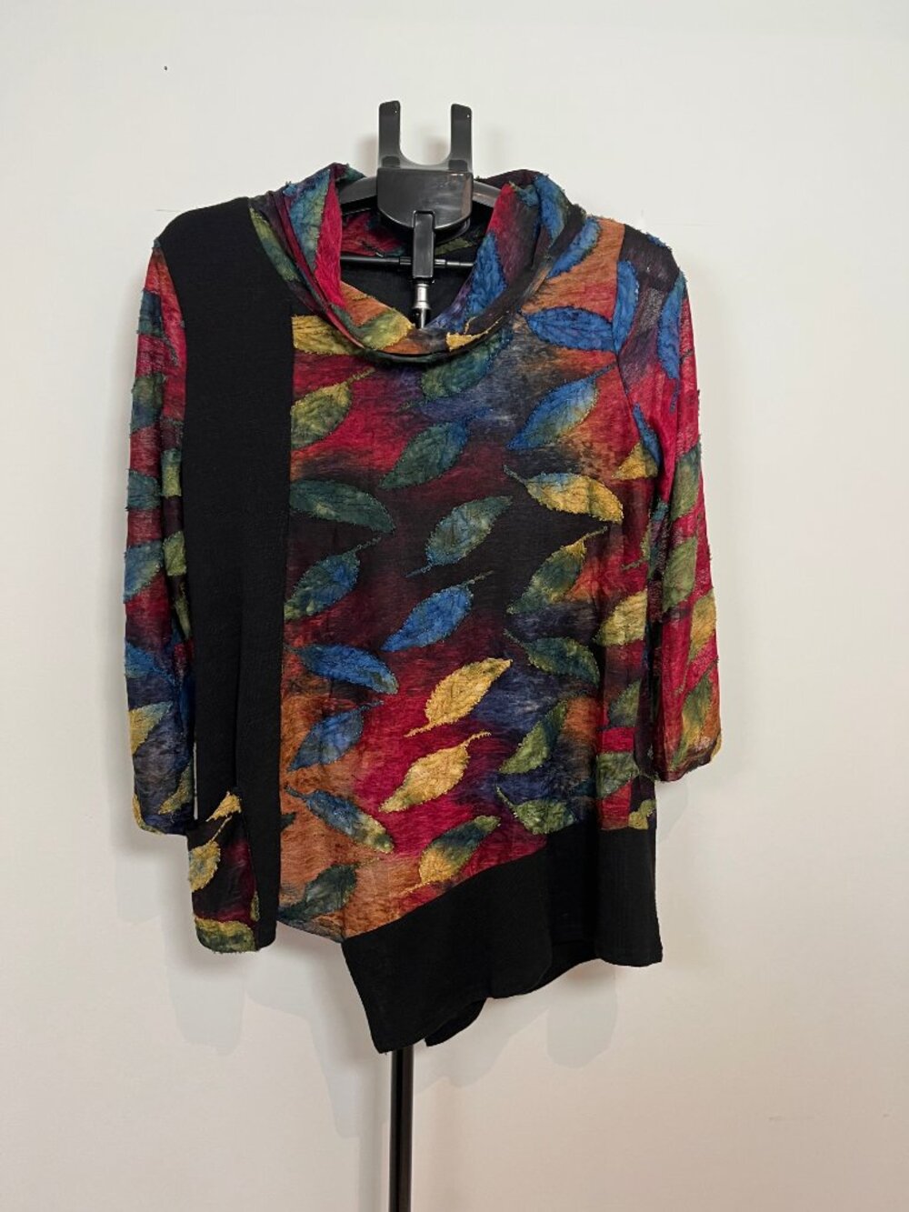 Papa Vancouver Tunic, Fall leaf print, Lagenlook, Cowl neck, Canadian